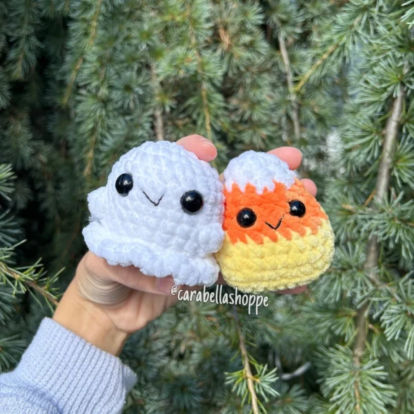 Mini Crochet Ghost Candy Corn Halloween Plushie