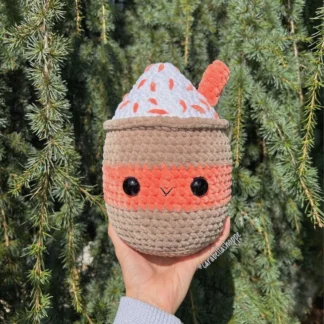 Crochet Pumpkin Spice Frappuccino Latte Plushie